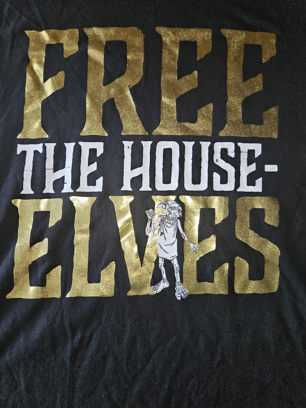 Harry Potter "Free the House-Elves" Short Sleeve Tee - Black/Gold - Picture 2 of 5